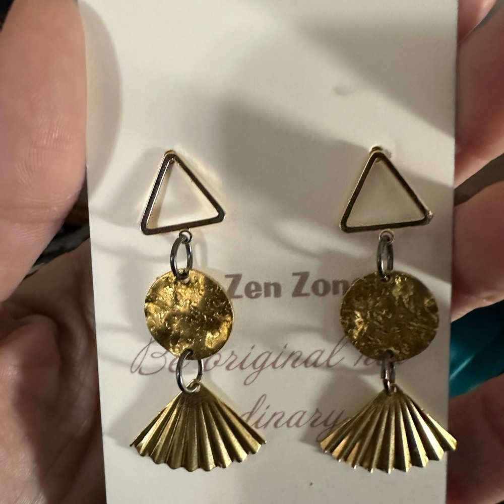 Gold and hematite earrings